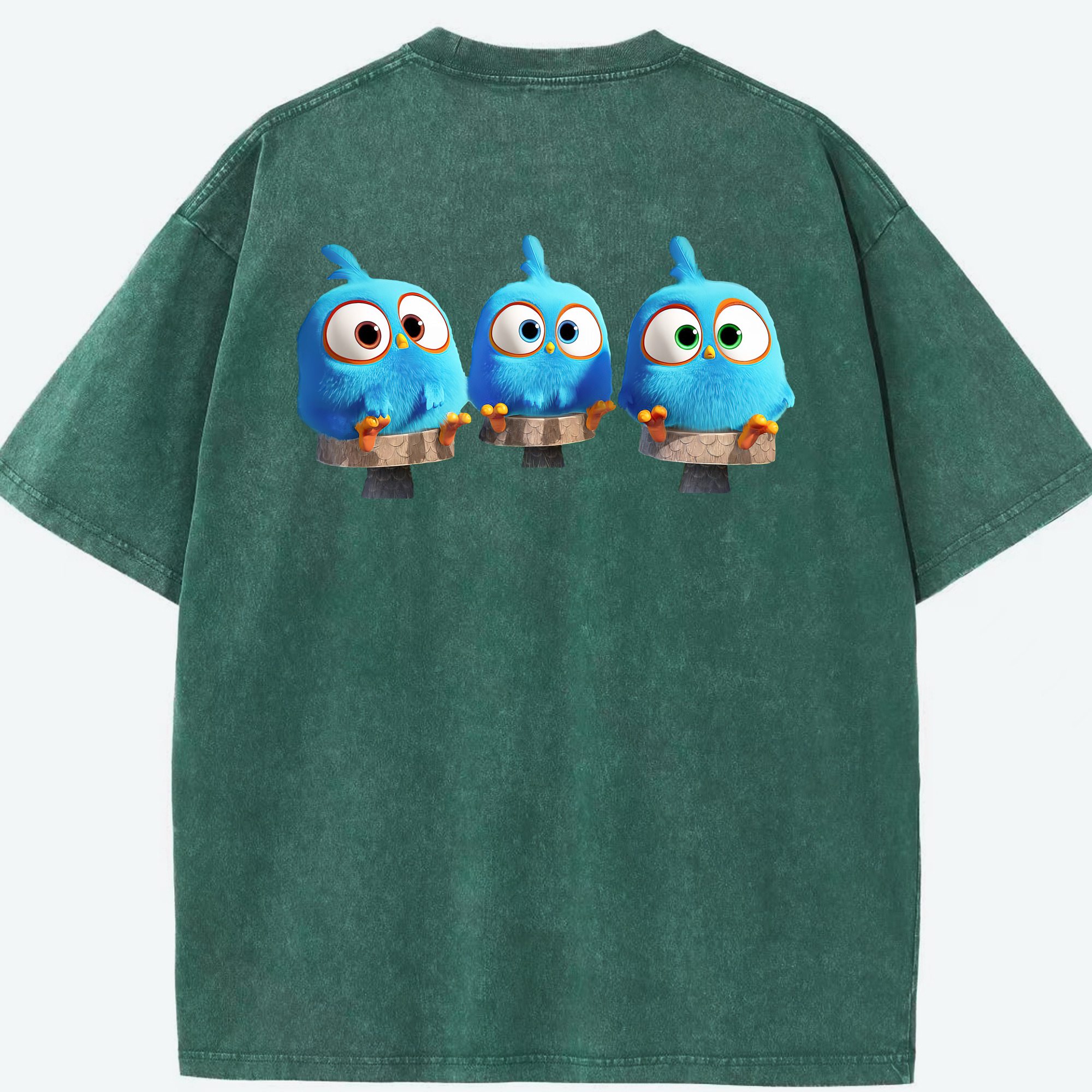 （画像用） Angry Birds アングリーバード 綿100% ヴィンテージ風 半袖Tシャツ（背面プリント）